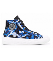 Кеды Versace Greca черные с голубым