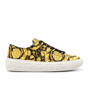 Кеды Versace Greca черные с желтым