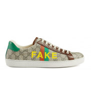 Кроссовки Gucci Ace Fake/Not с принтом коричневые