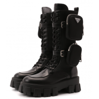 Ботинки Prada Monolith кожаные черные